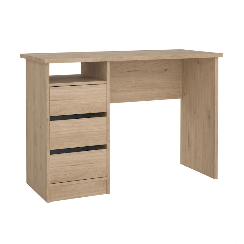 Bureau d'écriture Wes Home Office de Porch & Den avec 3 tiroirs et étagère ouverte