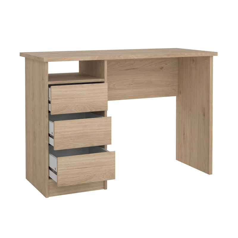 Bureau d'écriture Wes Home Office de Porch & Den avec 3 tiroirs et étagère ouverte