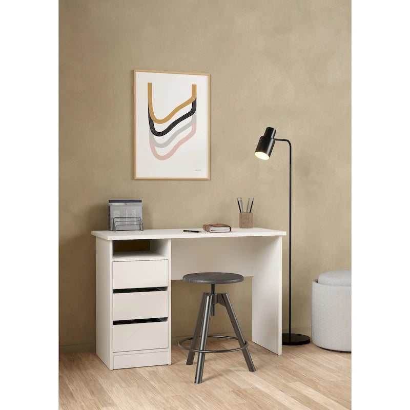 Bureau d'écriture Wes Home Office de Porch & Den avec 3 tiroirs et étagère ouverte
