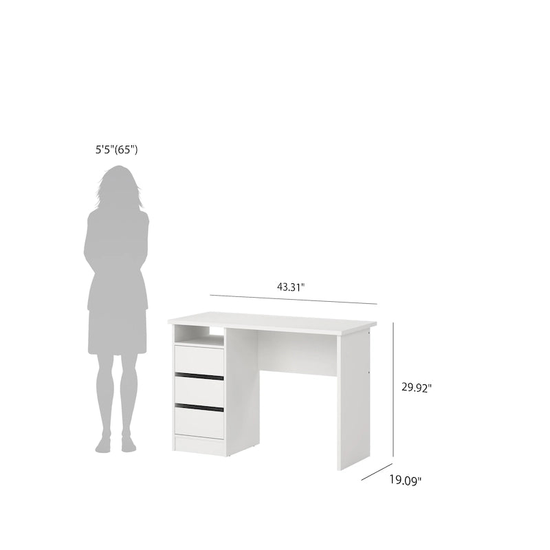 Bureau d'écriture Wes Home Office de Porch & Den avec 3 tiroirs et étagère ouverte