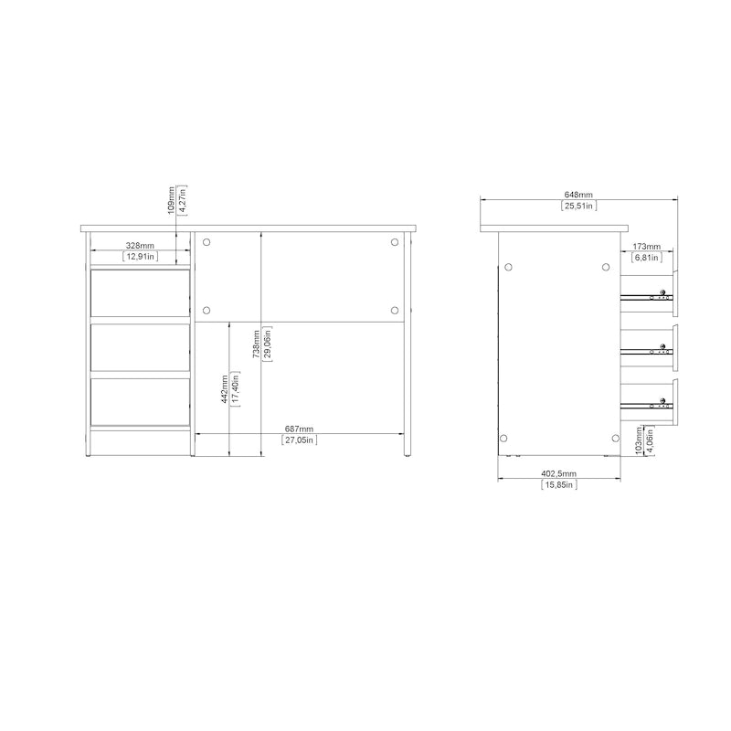 Bureau d'écriture Wes Home Office de Porch & Den avec 3 tiroirs et étagère ouverte