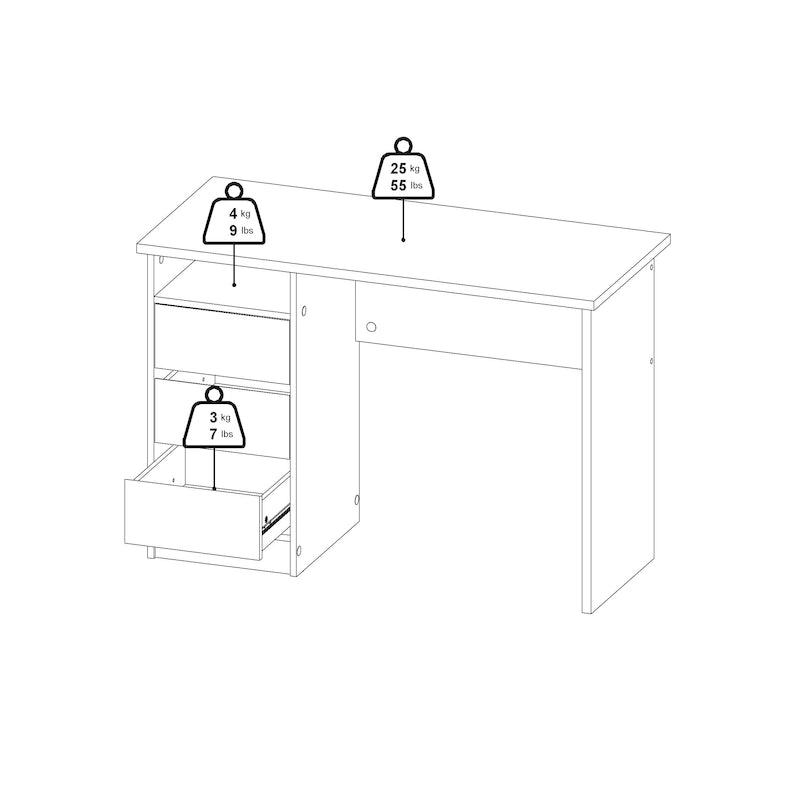 Bureau d'écriture Wes Home Office de Porch & Den avec 3 tiroirs et étagère ouverte