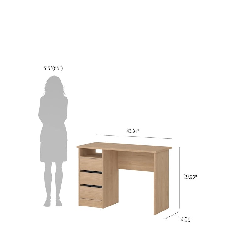 Bureau d'écriture Wes Home Office de Porch & Den avec 3 tiroirs et étagère ouverte