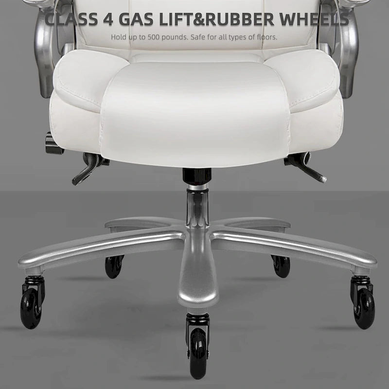 Chaise de bureau de direction Bossin grande taille et forte, 500 lb, avec support lombaire réglable, chaise ergonomique en cuir PU à dossier haut pour ordinateur