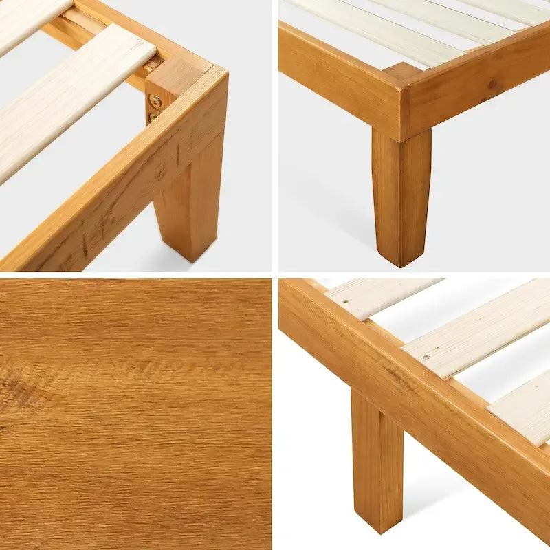 Lit plateforme Priage de ZINUS en bois de pin rustique avec tête de lit
