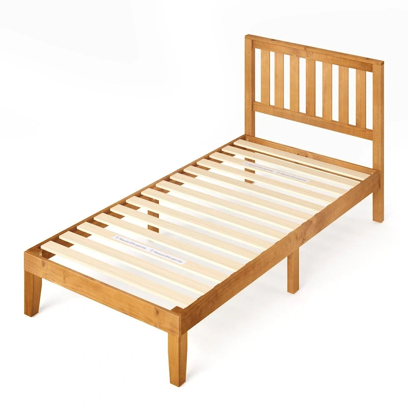 Lit plateforme Priage de ZINUS en bois de pin rustique avec tête de lit