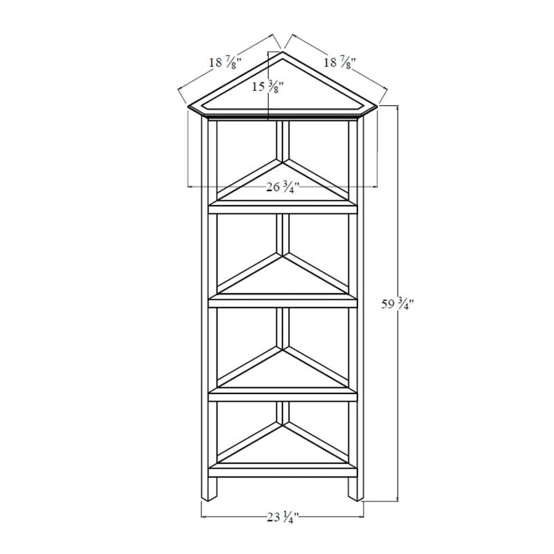 Étagère d'angle haute en bois Edenton à 4 étagères, gris délavé