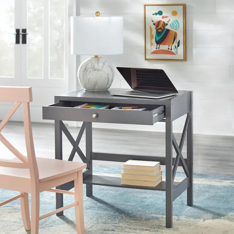 Bureau en bois de ferme Simple Living à cadre en X