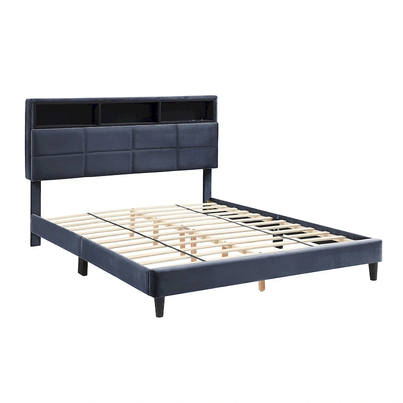 Lit de rangement rembourré Rosdale Grey avec ports USB par Furniture of America
