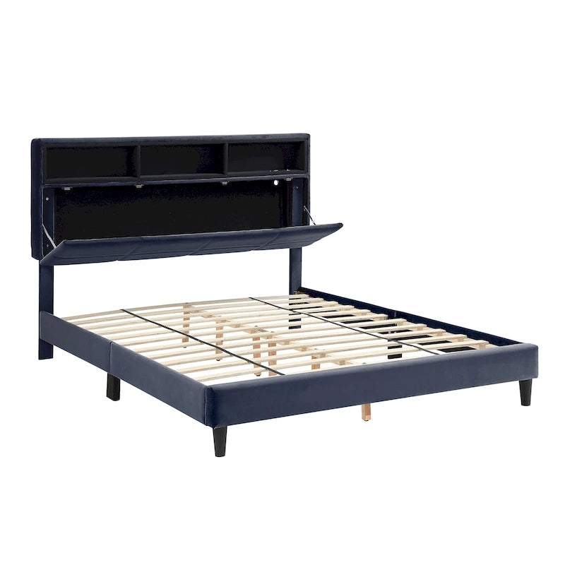 Lit de rangement rembourré Rosdale Grey avec ports USB par Furniture of America