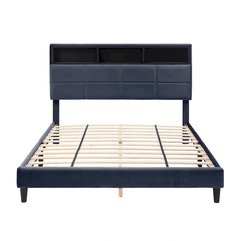 Lit de rangement rembourré Rosdale Grey avec ports USB par Furniture of America