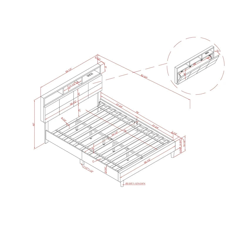 Lit de rangement rembourré Rosdale Grey avec ports USB par Furniture of America