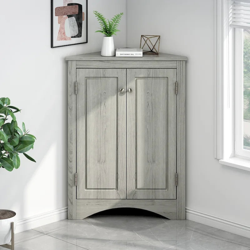Meuble de rangement d'angle pour cuisine ou salle de bain avec étagères réglables