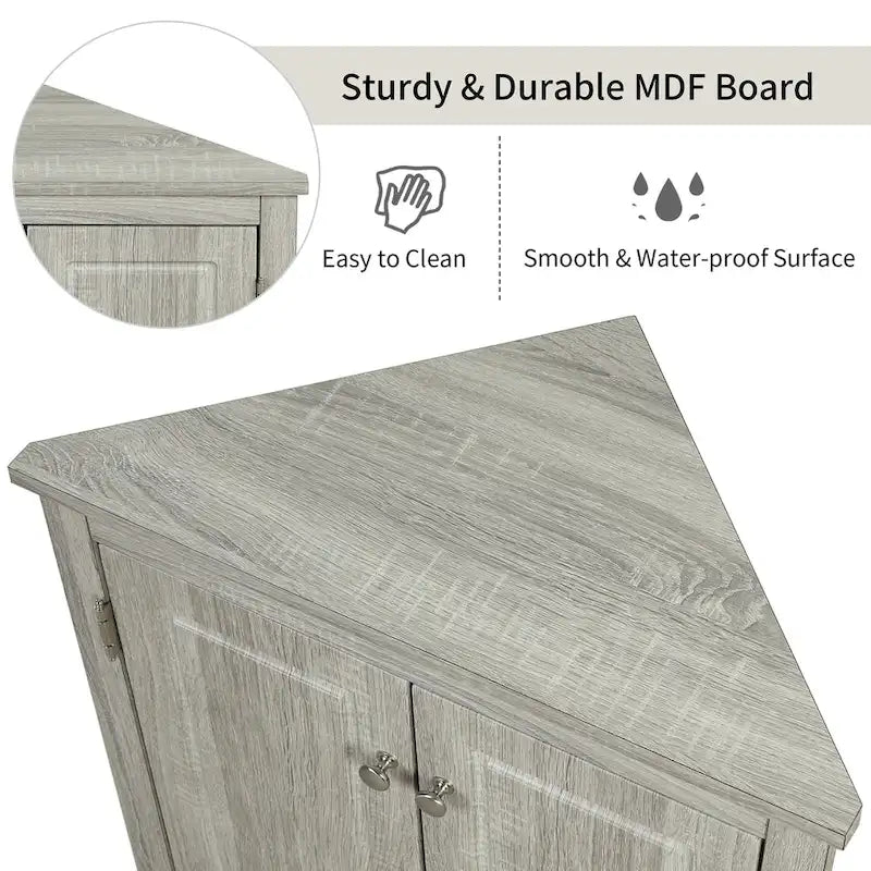 Meuble de rangement d'angle pour cuisine ou salle de bain avec étagères réglables