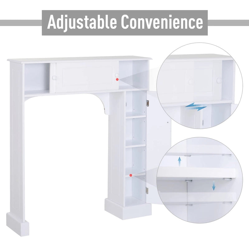 HomCom Freestanding Over Toilet Bathroom Storage Cabinet - White - 35*9*41