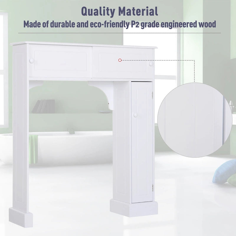 HomCom Freestanding Over Toilet Bathroom Storage Cabinet - White - 35*9*41
