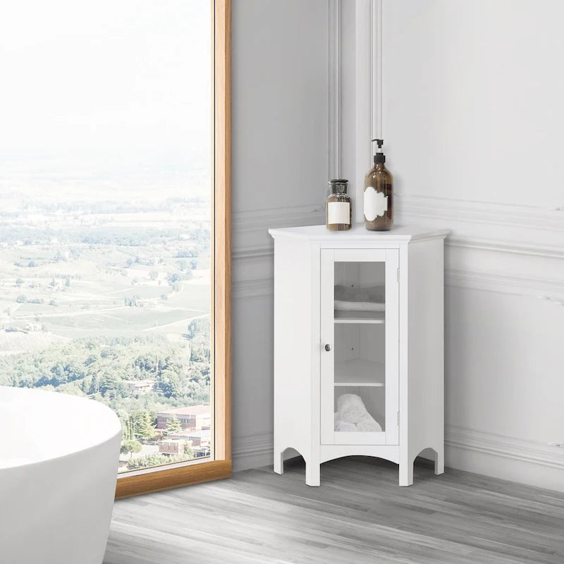 Teamson Home Madison Freestanding Corner Floor Accent Cabinet - 17 L x 24.75 W x 32 H