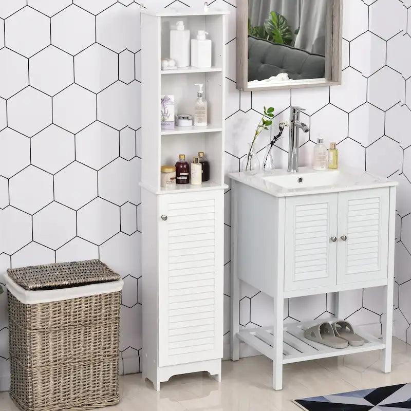 HOMCOM Freestanding Bathroom Storage Cabinet Organizer Tower