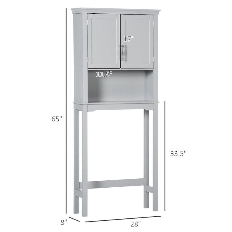 kleankin Modern Over The Toilet Storage Cabinet, Double Door Bathroom Organizer