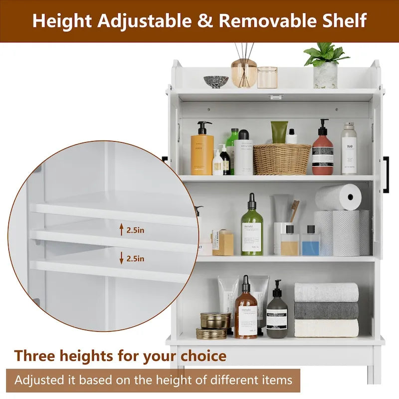 VEIKOUS Bathroom Over The Toilet Storage Cabinet Organizer With Doors and Shelves