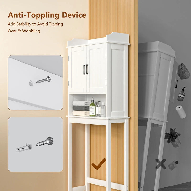 VEIKOUS Bathroom Over The Toilet Storage Cabinet Organizer With Doors and Shelves