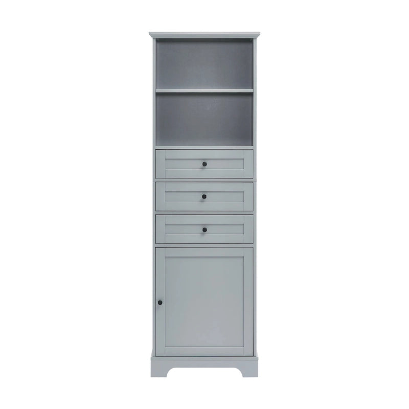Modern White Storage Cabinet with 3 Drawers and Adjustable Shelves for Bathroom, Kitchen and Living Room