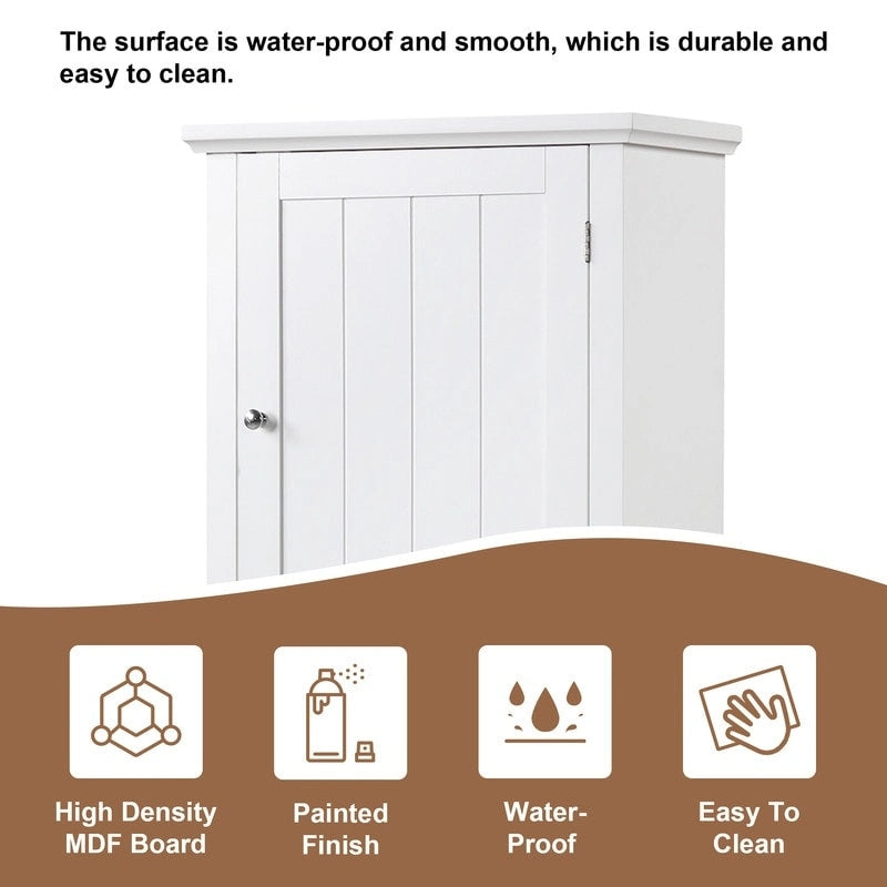 Tall Bathroom Storage Cabinet, Freestanding Storage Cabinet with Drawer and Adjustable Shelf, MDF Board with Painted Finish