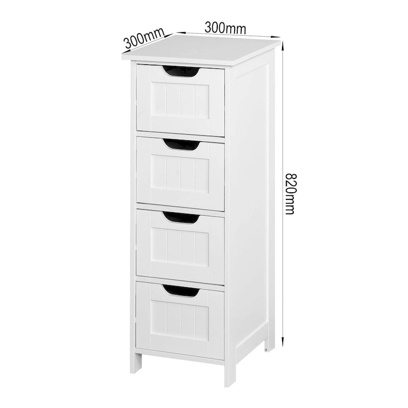 Meuble de Rangement de Salle de Bain Blanc Autoportant avec Tiroirs - 30 L x 30 l x 82 H cm