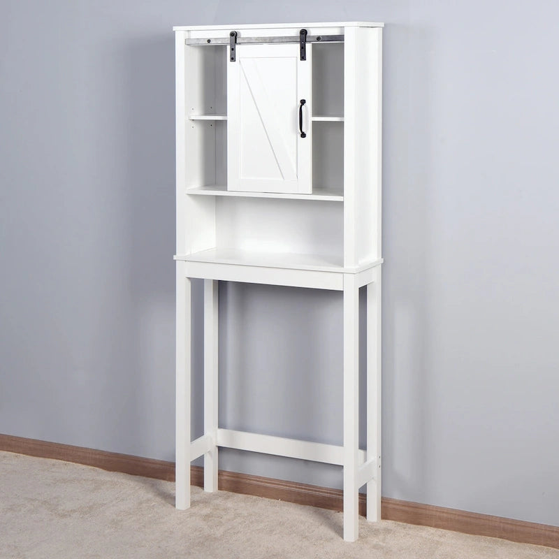 Over-the-Toilet Storage Cabinet with A Barn Door