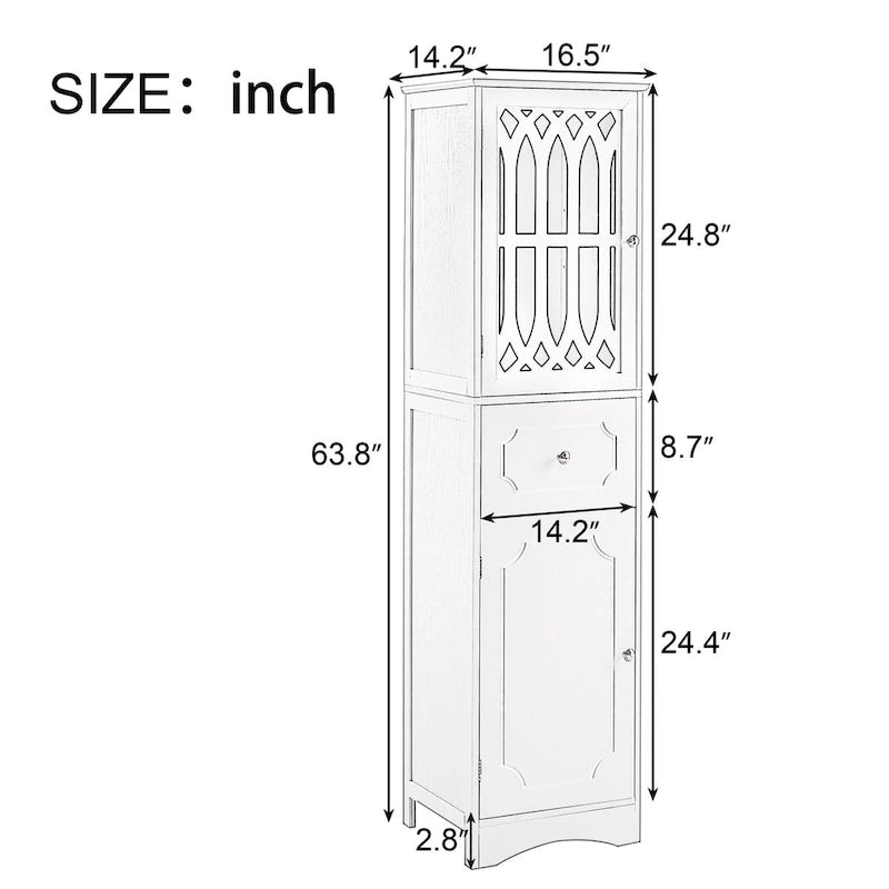 Merax Freestanding Tall Bathroom Cabinet with Acrylic Door
