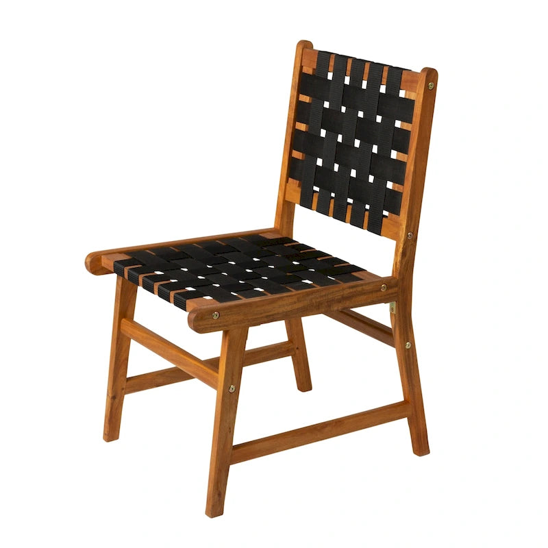 Chaise de salle à manger sans accoudoirs Sava pour l'intérieur et l'extérieur, noire
