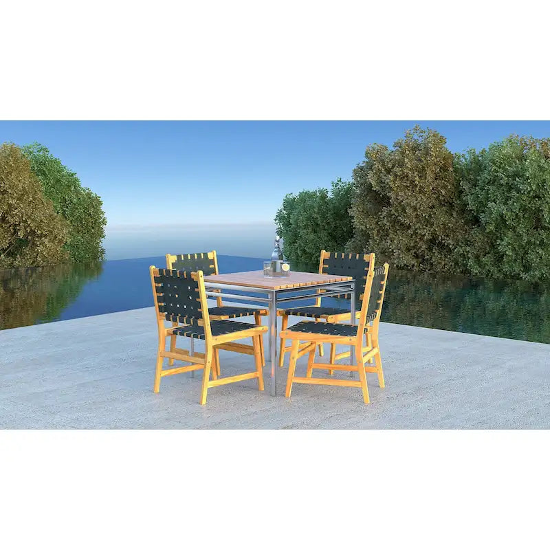 Chaise de salle à manger sans accoudoirs Sava pour l'intérieur et l'extérieur, noire