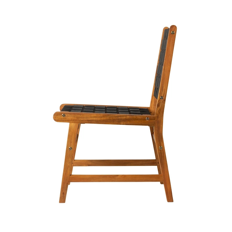 Chaise de salle à manger sans accoudoirs Sava pour l'intérieur et l'extérieur, noire