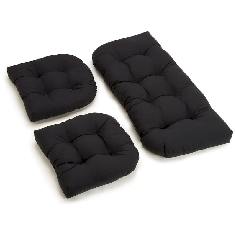 Ensemble de trois coussins de banquette d'intérieur en sergé