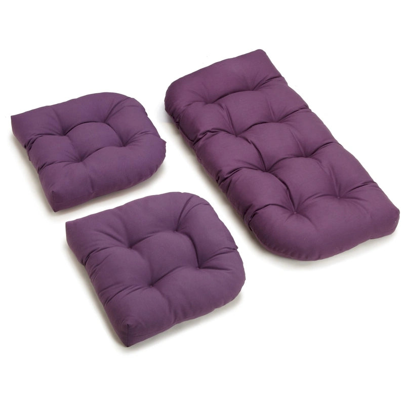 Ensemble de trois coussins de banquette d'intérieur en sergé