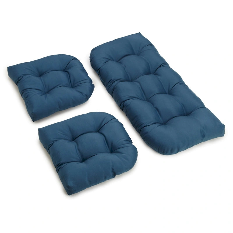 Ensemble de trois coussins de banquette d'intérieur en sergé