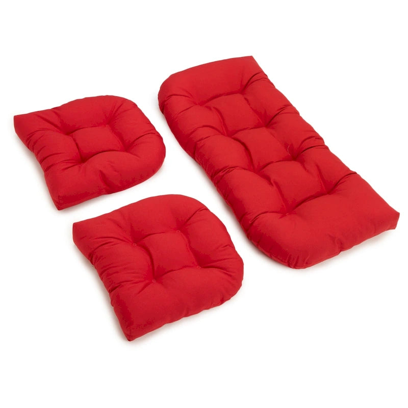 Ensemble de trois coussins de banquette d'intérieur en sergé