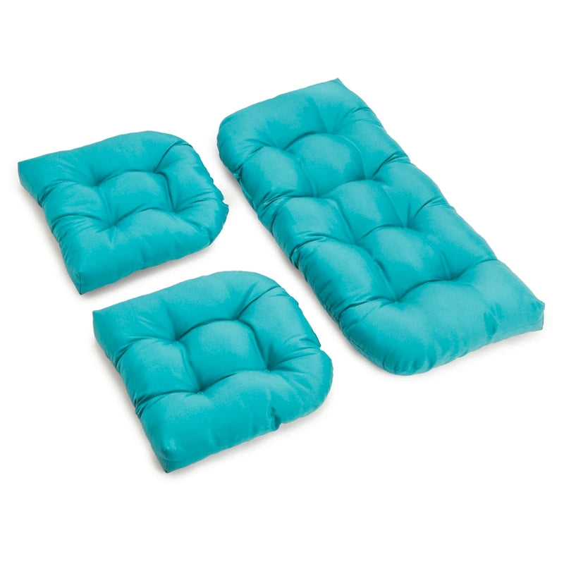 Ensemble de trois coussins de banquette d'intérieur en sergé