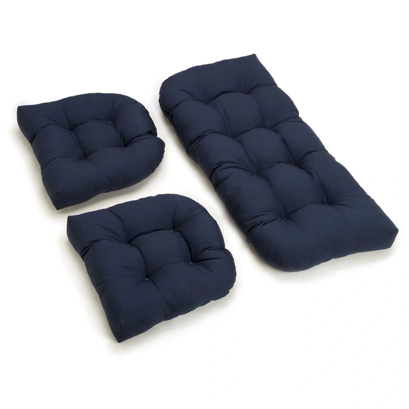 Ensemble de trois coussins de banquette d'intérieur en sergé