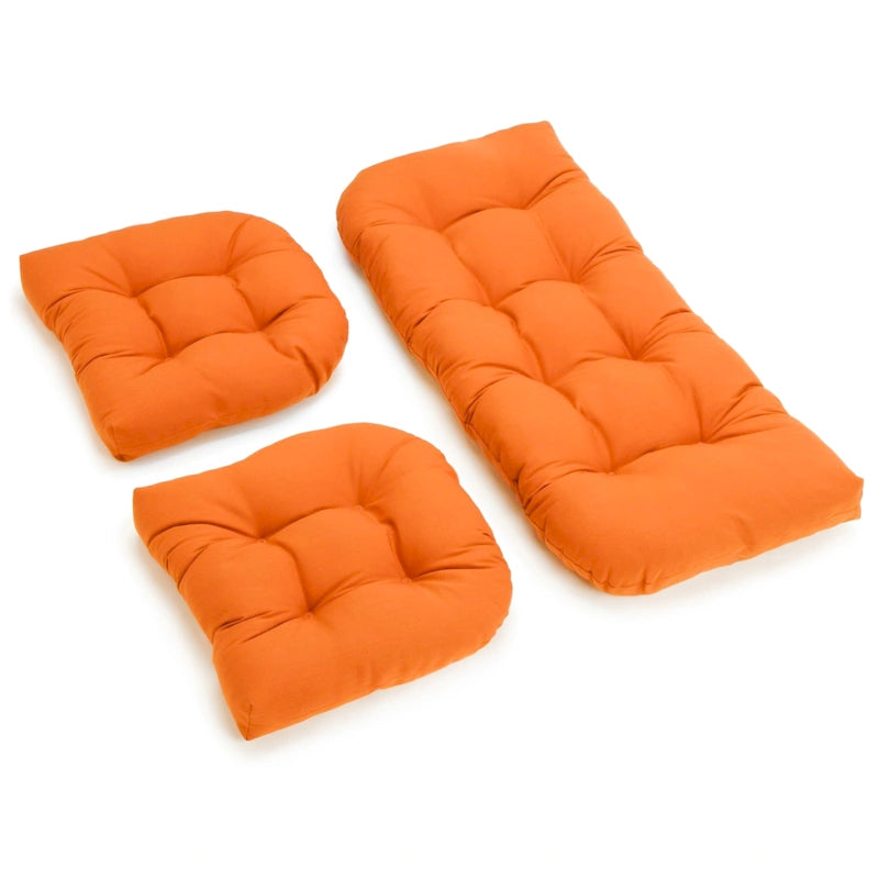 Ensemble de trois coussins de banquette d'intérieur en sergé