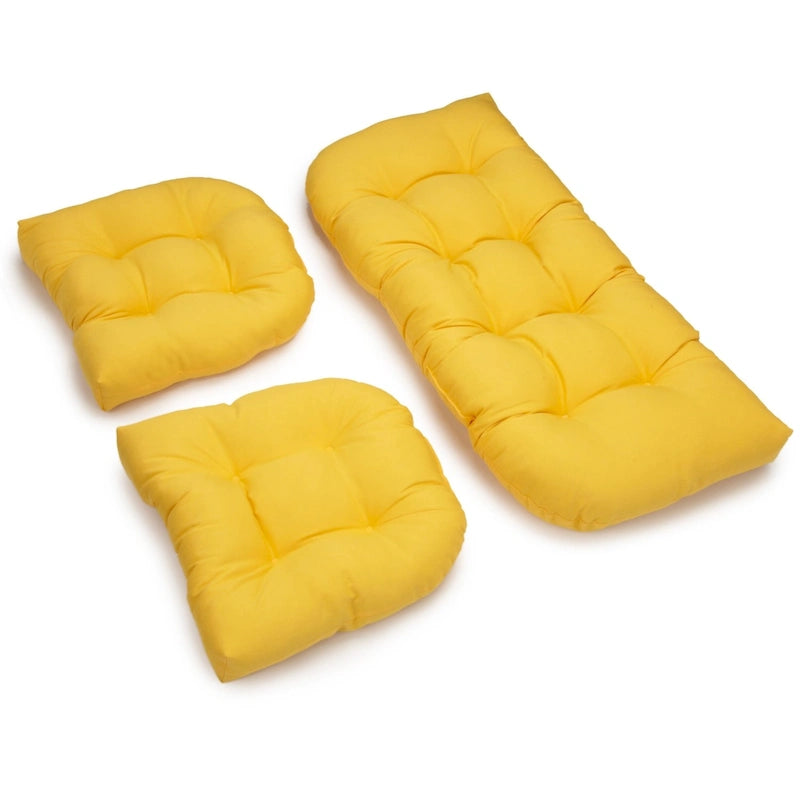 Ensemble de trois coussins de banquette d'intérieur en sergé
