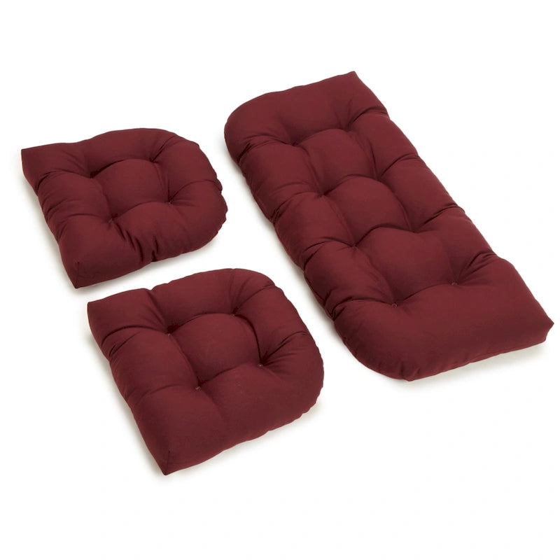 Ensemble de trois coussins de banquette d'intérieur en sergé