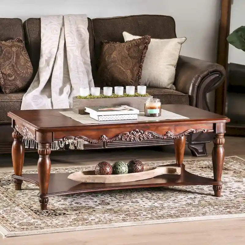 Ensemble de 3 tables d'appoint Rity Traditionnel Cerise 48 pouces en bois par Furniture of America
