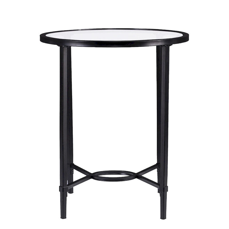 SEI Furniture Quaker Table d'appoint ovale en métal forgé avec verre trempé biseauté