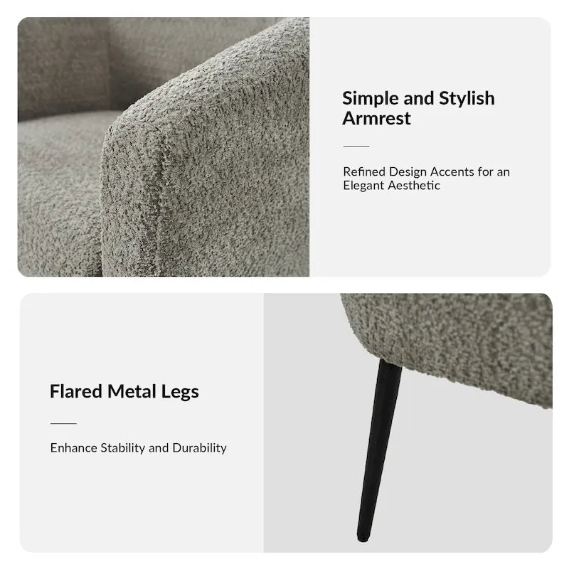 Fauteuil Hal Modern Boucle avec pieds en métal par HULALA HOME
