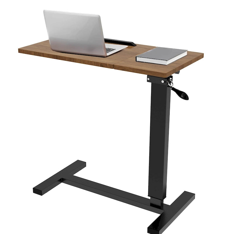 Table de lit réglable en hauteur, bureau d'ordinateur portable inclinable avec 4 roulettes