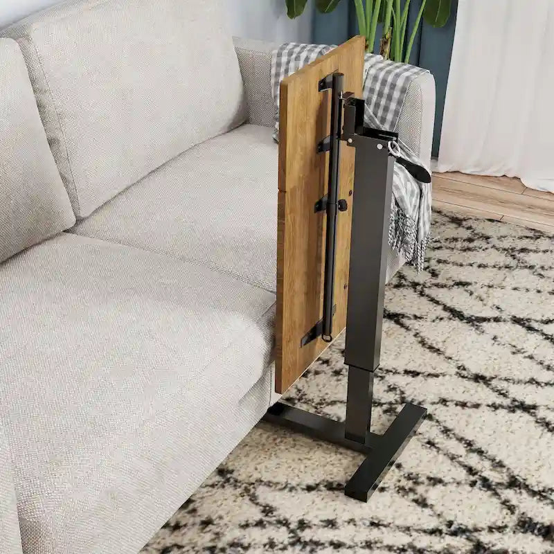 Table de lit réglable en hauteur, bureau d'ordinateur portable inclinable avec 4 roulettes