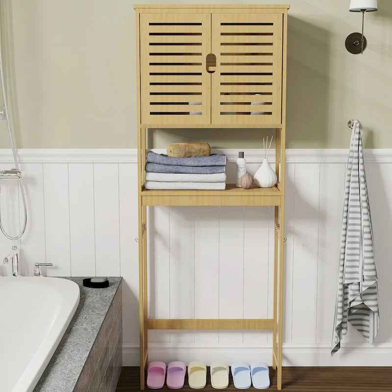 Bathroom Over The Toilet Storage Cabinet Organizer With Doors Shelves - 25  x 10  x 69 