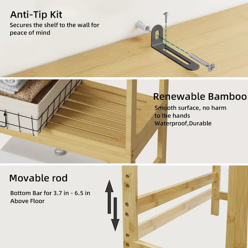 Bathroom Over The Toilet Storage Cabinet Organizer With Doors Shelves - 25  x 10  x 69