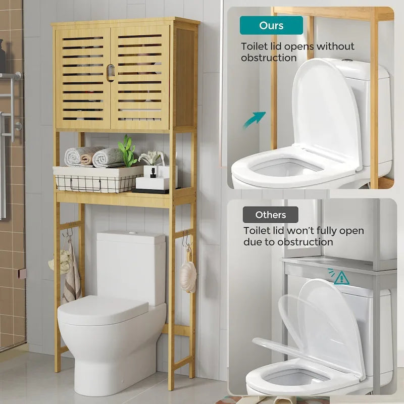Bathroom Over The Toilet Storage Cabinet Organizer With Doors Shelves - 25  x 10  x 69